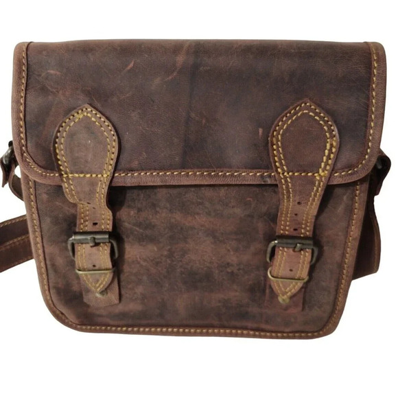 Le Papillon Brown Faux Leather Crossbody Messenger Bag Purse Handbag NEW - Picture 2 of 11